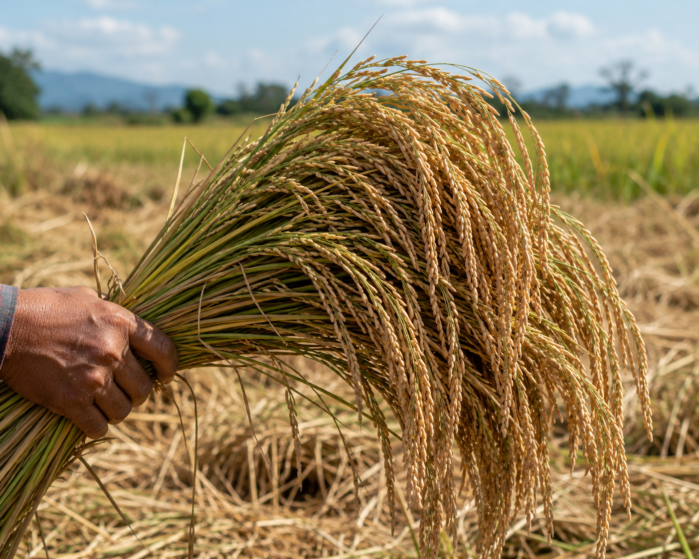 Plantação de arroz alagada